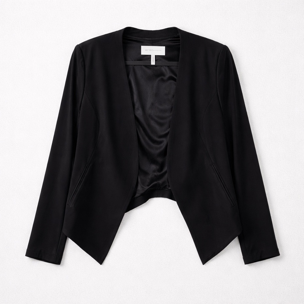 BCBGeneration Black Cropped Open Front Blazer Jacket Size Small